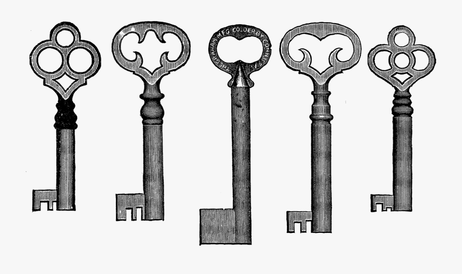 Vintage Key Clip Art - Antique Illustration Of Old Fashioned Key With Transparent, Transparent Clipart