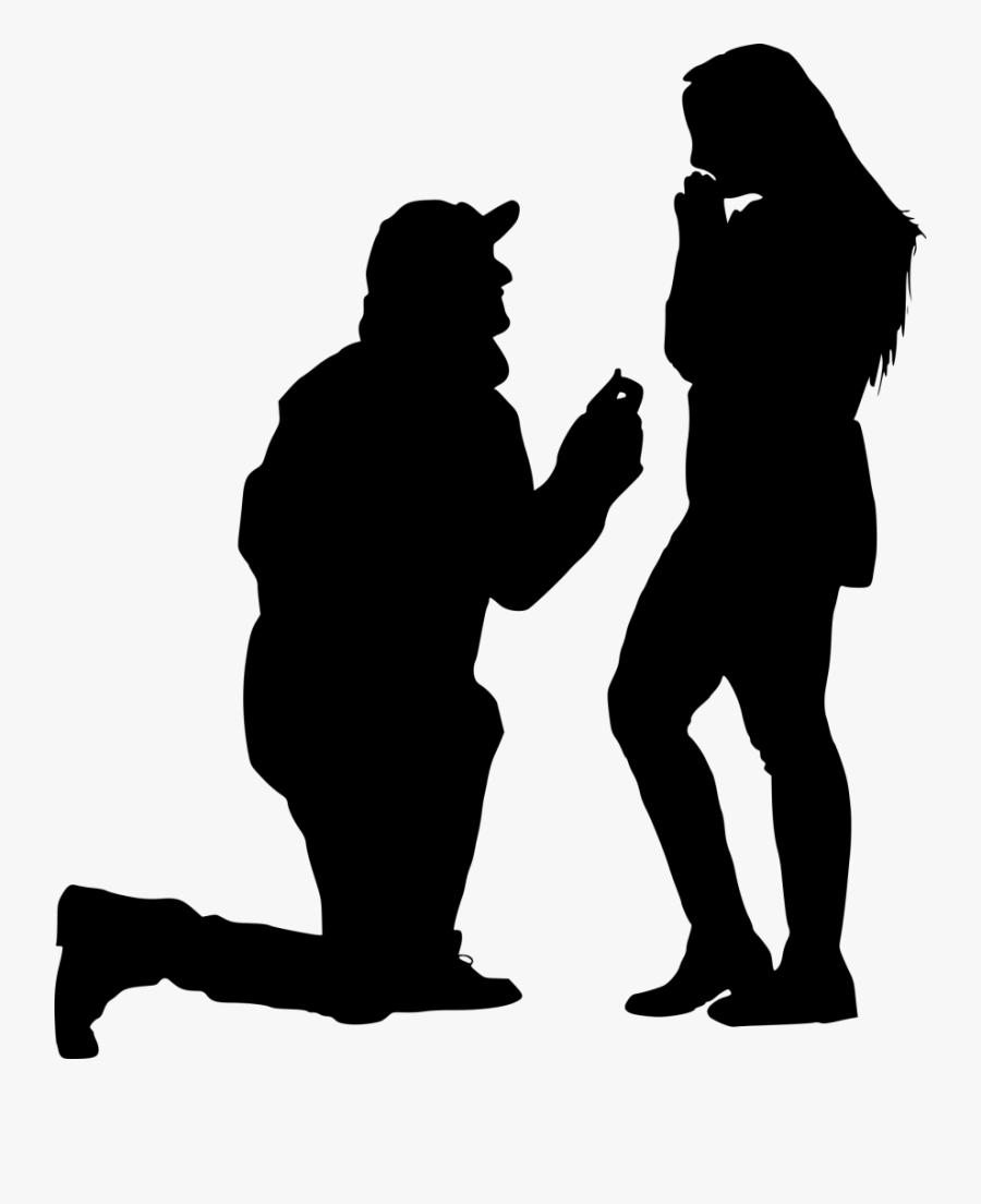 Silhouette,father,clip Art,black And - Proposal Silhouette Png, Transparent Clipart