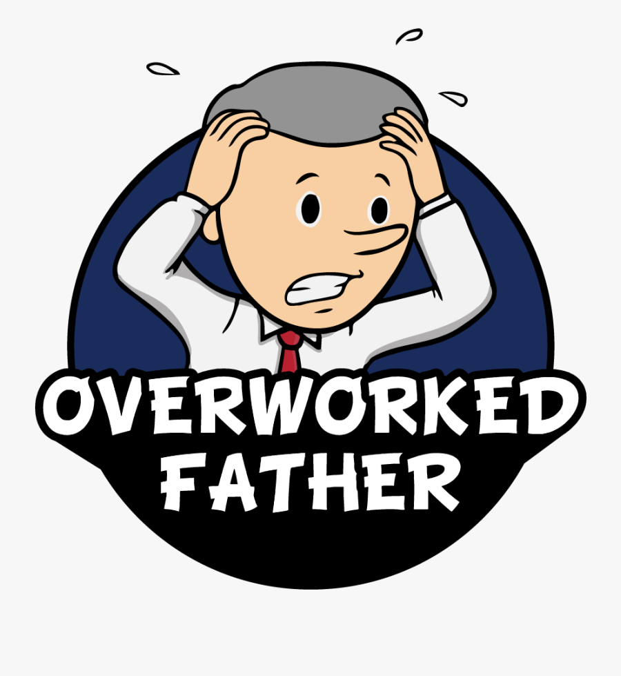 Overworked Father - Cartoon, Transparent Clipart