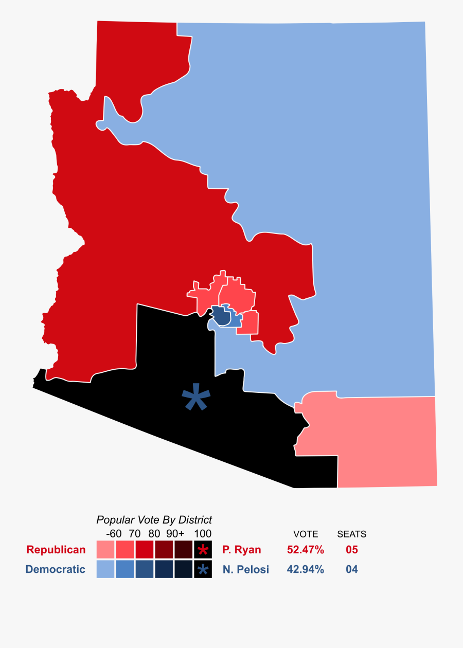 Arizona Blue And Red Districts, Transparent Clipart