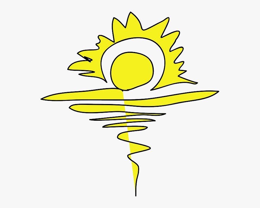 Free Water, Yellow, Drawing, Beach, Sun, Cartoon, Free - Sunrise Clip Art, Transparent Clipart