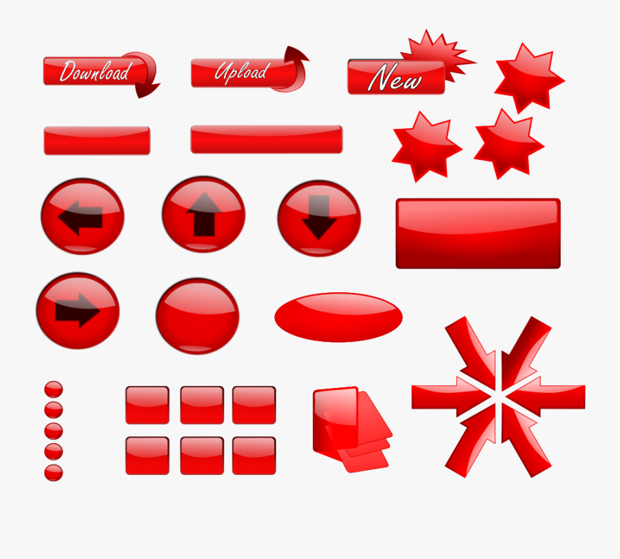 Red Glossy Buttons Svg Clip Arts - Red Buttons, Transparent Clipart