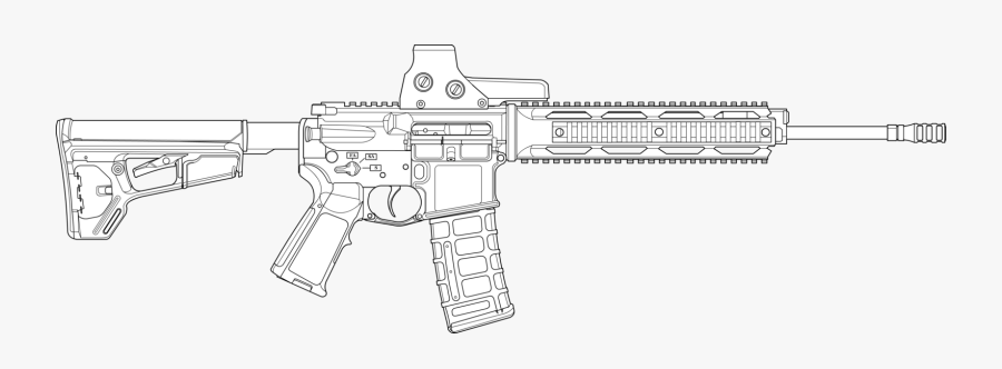 Transparent Ar15 Clipart - M4 Drawing, Transparent Clipart