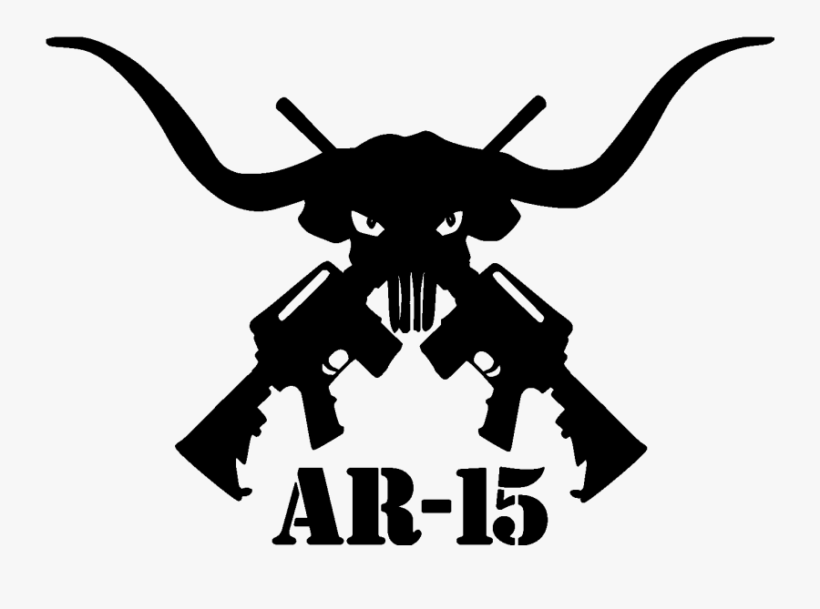Transparent Ar-15 Clipart - Skull And Guns Decal, Transparent Clipart