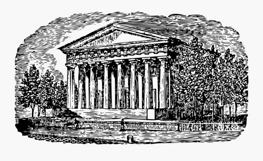 Building, Pillars, Trees, Black And White, Outdoors - Roman House Drawing Png, Transparent Clipart