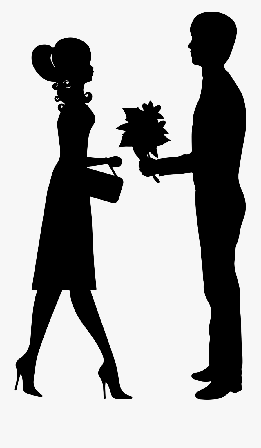 Romantic Young Couple Silhouette Clip Art - Couple Clipart, Transparent Clipart