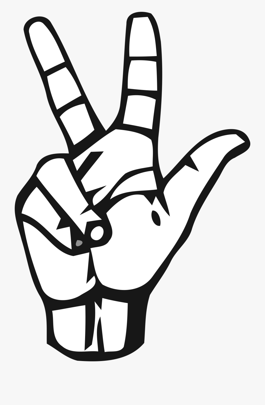 Line Art,thumb,wing - Sign Language Number 3, Transparent Clipart