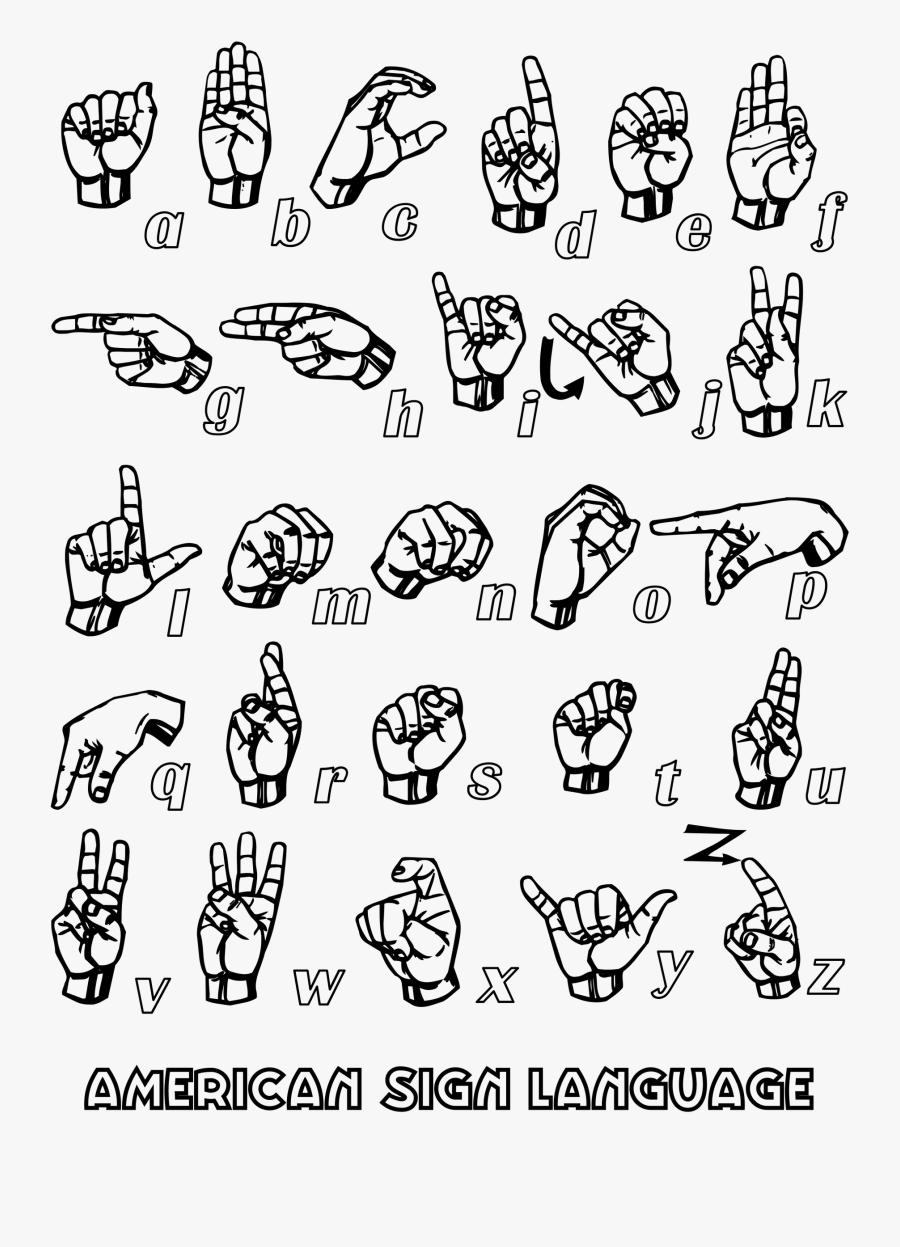 American Sign Language Asl Coloring Pages - Alexander In Sign Language, Transparent Clipart