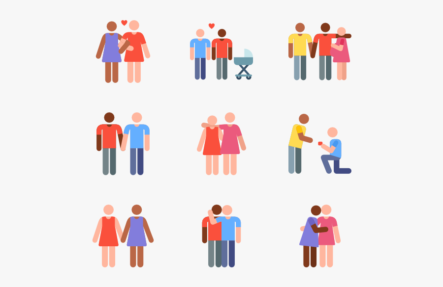 Homosexual Couples Pictograms, Transparent Clipart