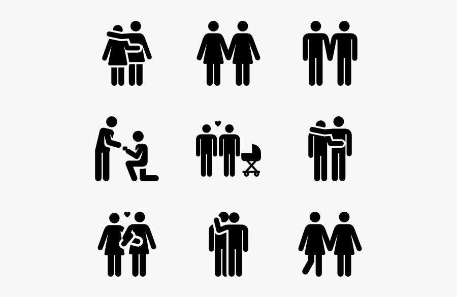 Homosexual Couples Pictograms - Homosexual Icons, Transparent Clipart