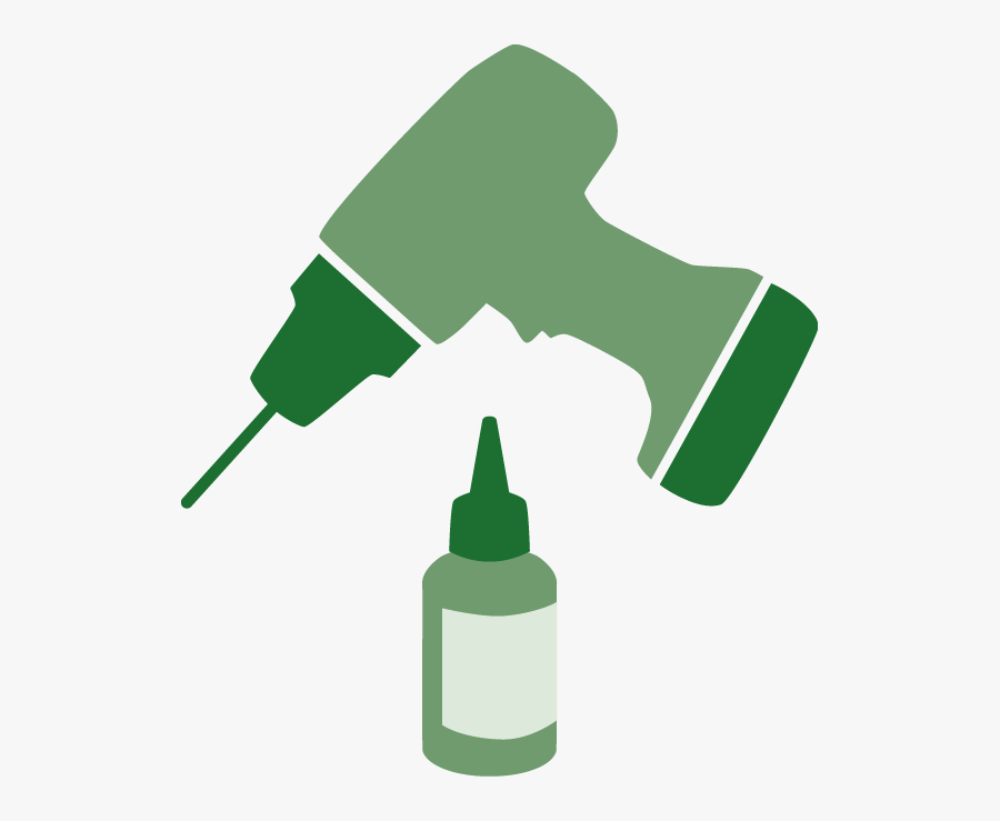 Illustration Of Drill And Herbicide Bottle, Transparent Clipart