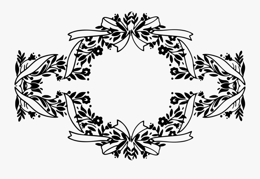 Line Art,plant,leaf - Black And White Headers Border, Transparent Clipart