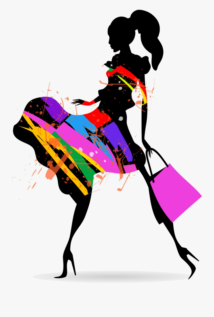 Fashion Silhouette Color No Background - Fashion Girl Silhouette Png ...