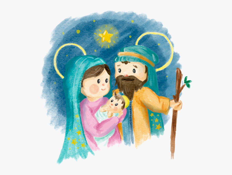 Manger Christmas Watercolor Of Scene Jesus Nativity - Obrigada Pelo Seu Sim, Transparent Clipart