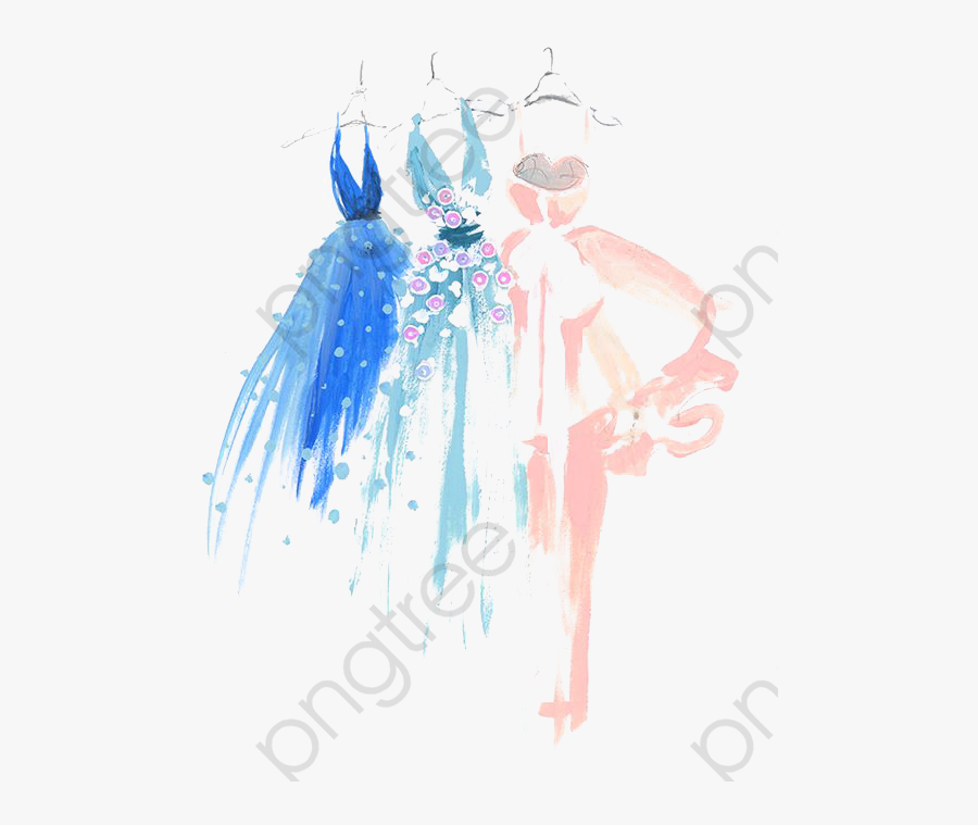 Fashion Clipart Watercolor - Watercolor Painting Of Dresses, Transparent Clipart