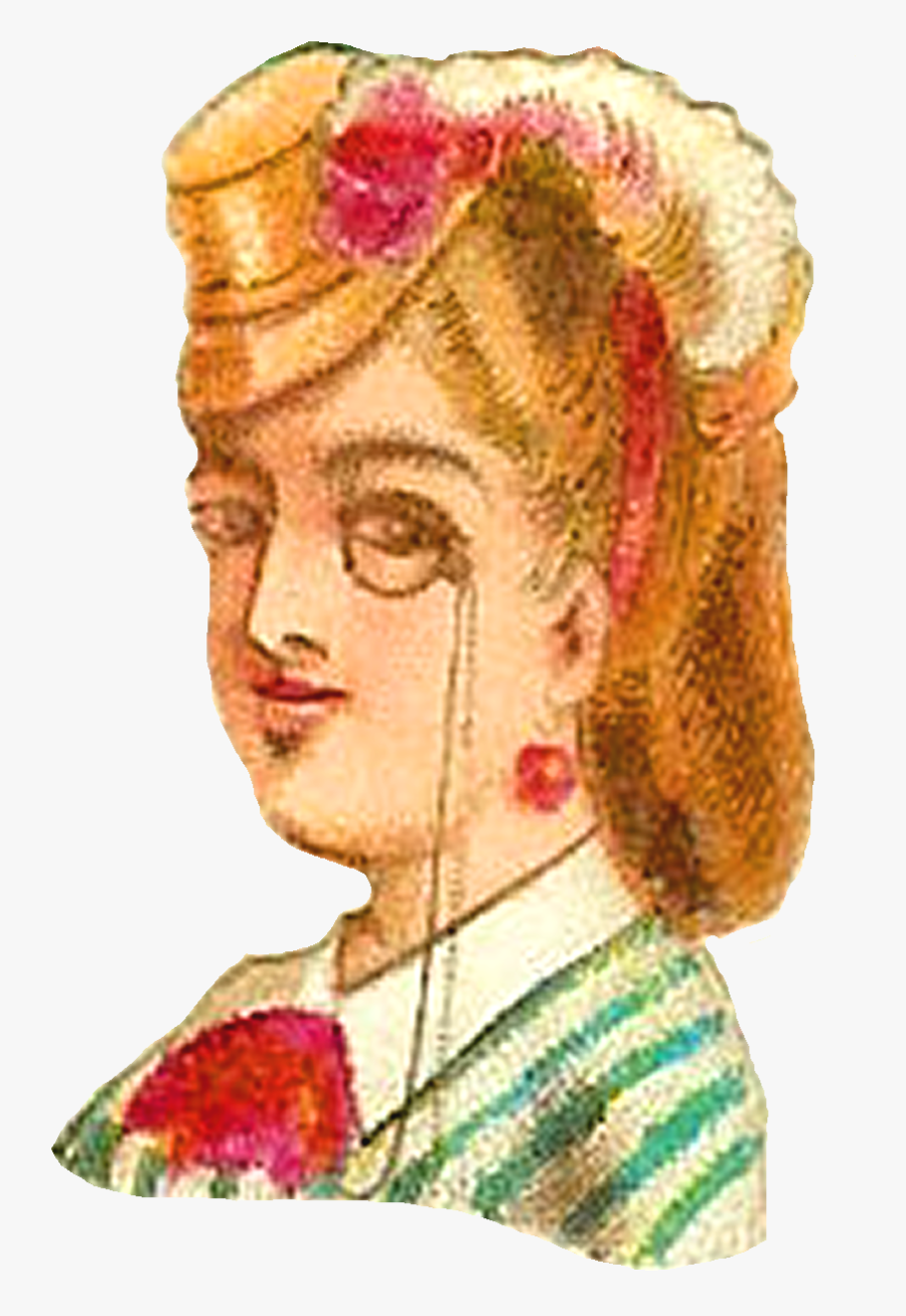 Vintage Woman Clip Art Of Victorian Hat Fashion Portrait - Clip Art, Transparent Clipart