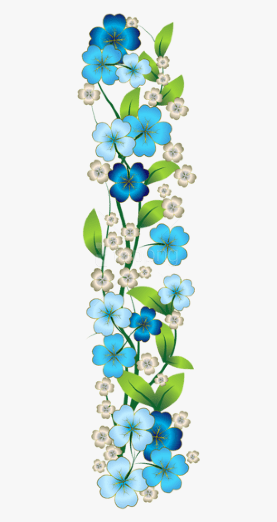 Free Png Download Blue Flower Decor Clipart Png Photo - Blue Flower Border Png, Transparent Clipart