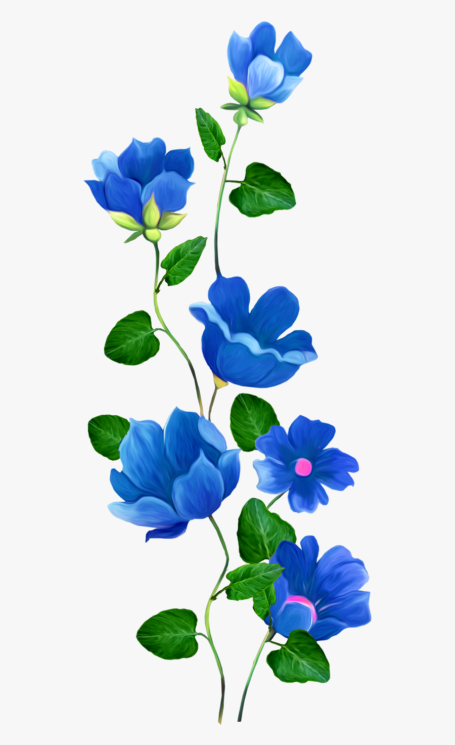 Flower Rose Blue Pin Clip Art - Blue Flower Border Png, Transparent Clipart
