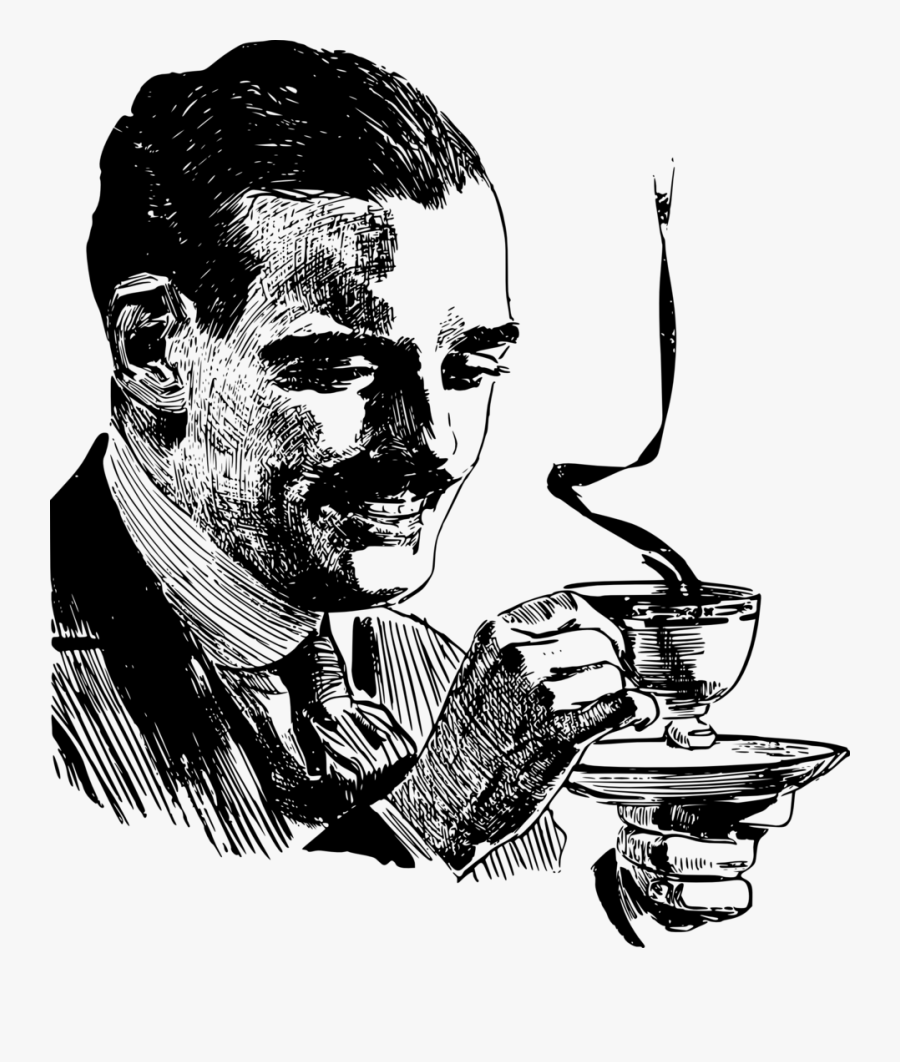 Mustache Man With Coffee, Transparent Clipart