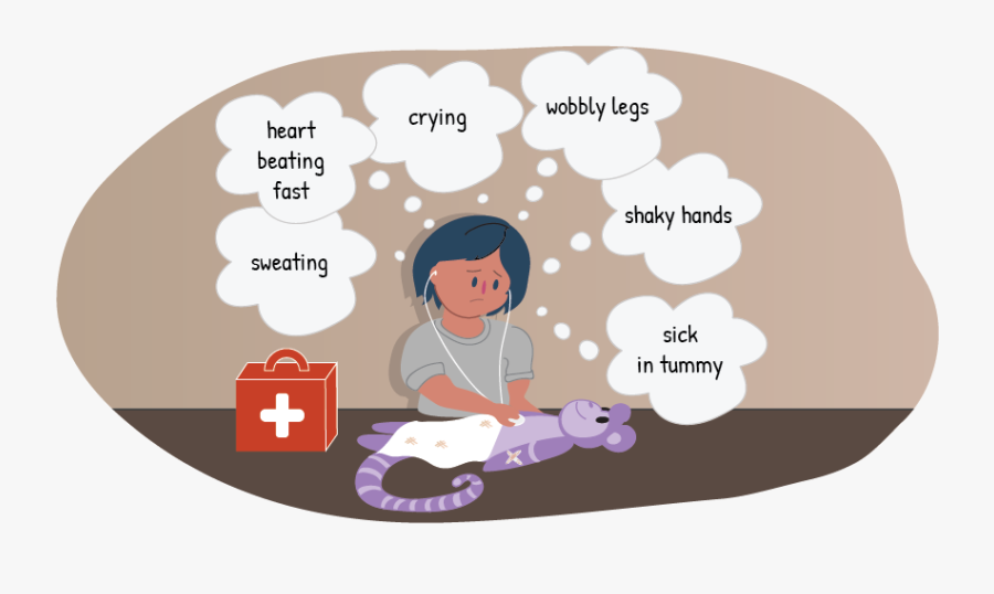Girl Playing Doctor On Her Stuffed Toy With Thought - Cartoon, Transparent Clipart