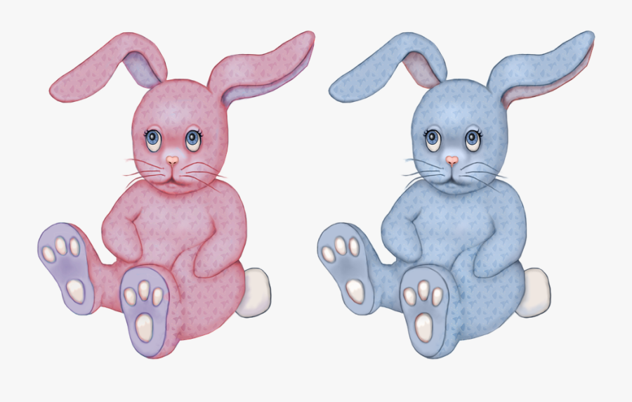 Toy, Bunny, Rabbit, Stuffed Toy, Pink, Blue, Graphic - Toy Rabbit Cartoon, Transparent Clipart
