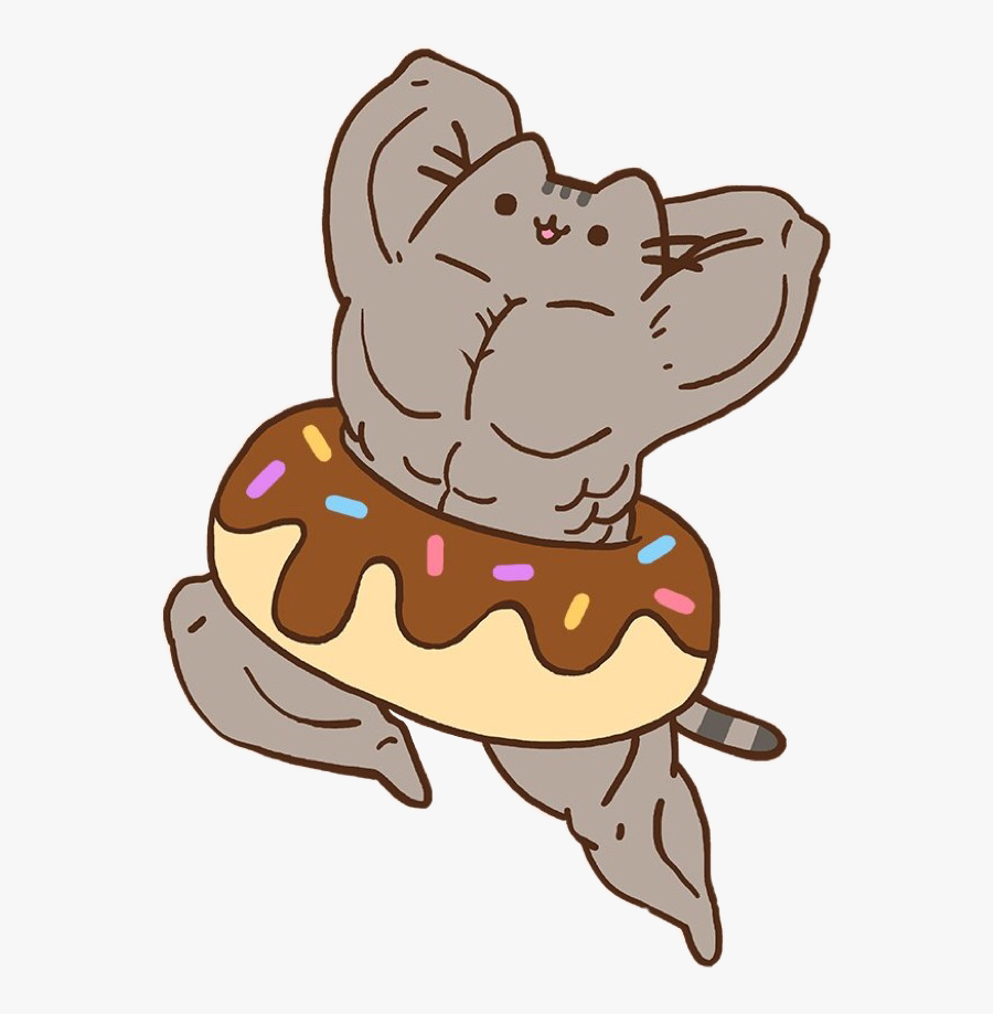 Muscles Clipart Cute - Muscle Pusheen, Transparent Clipart
