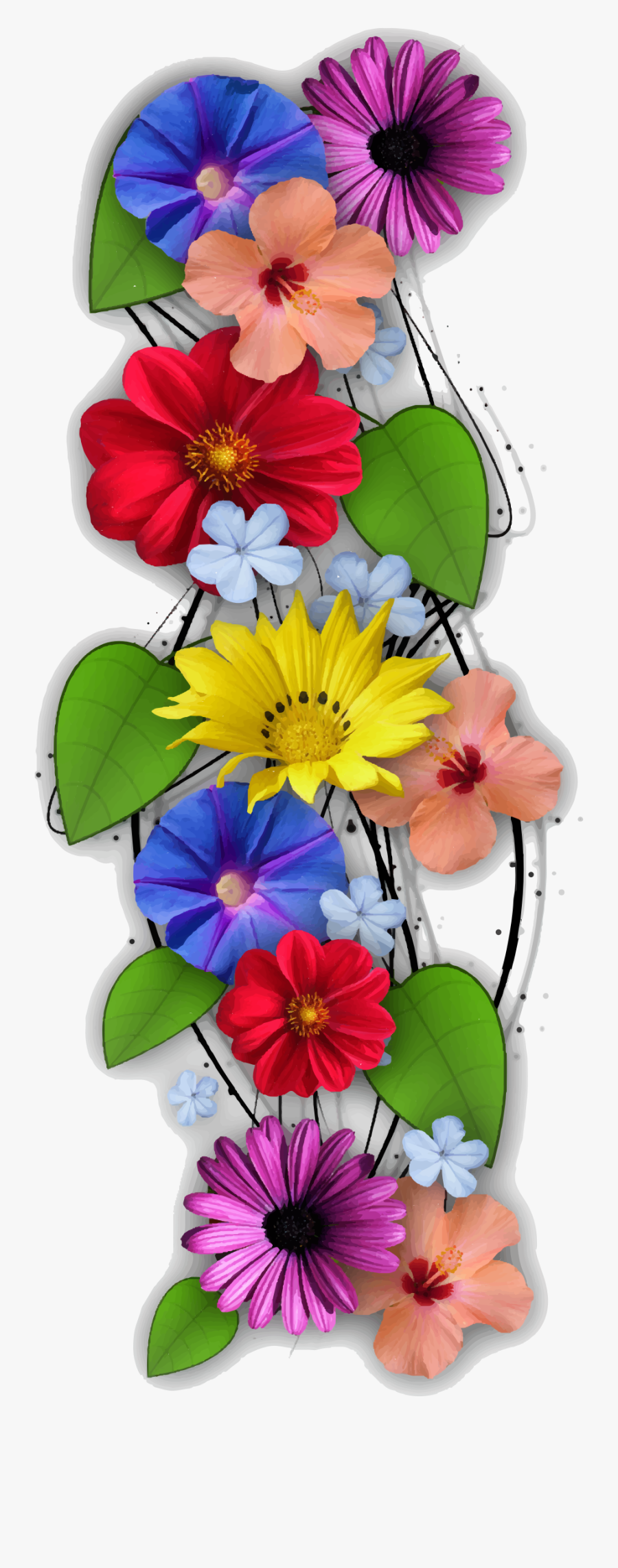 Vertical Flowers Vector - Flowers Vertical Vertical, Transparent Clipart