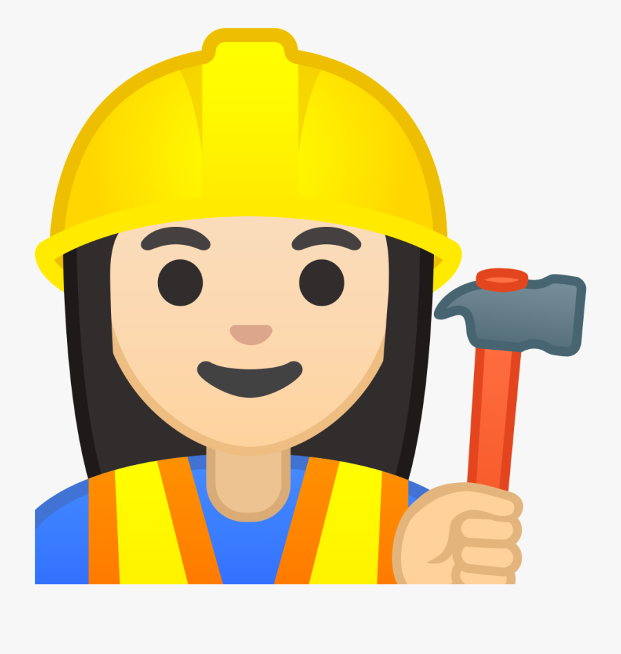 Woman Construction Worker Light Skin Tone Icon - Work Construction Emoji, Transparent Clipart