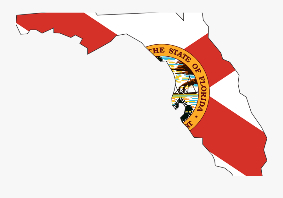 Estate And Tax Planning For Snowbirds - Florida Outline With Florida Flag, Transparent Clipart