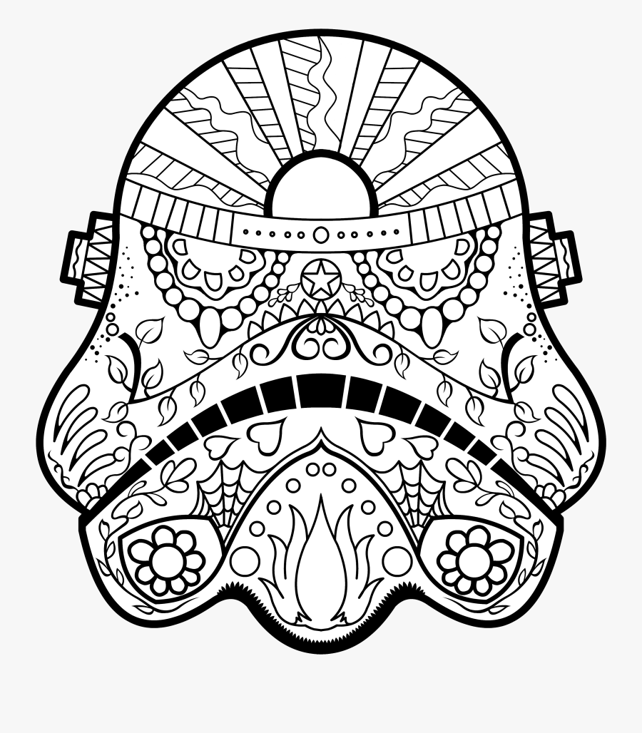 Stormtrooper Clip Art Free Clipart Coloring Book A - Day Of The Dead Mask Coloring Sheets, Transparent Clipart