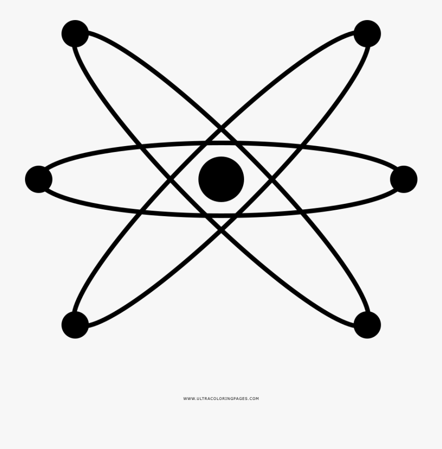 Atom Coloring Page - Labeled Quantum Mechanical Model Of Atom, Transparent Clipart