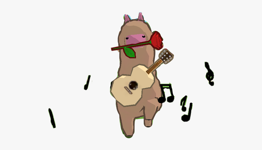#alpaca #guitar #music #rose #alpacaworld #art #brownie - Cartoon, Transparent Clipart