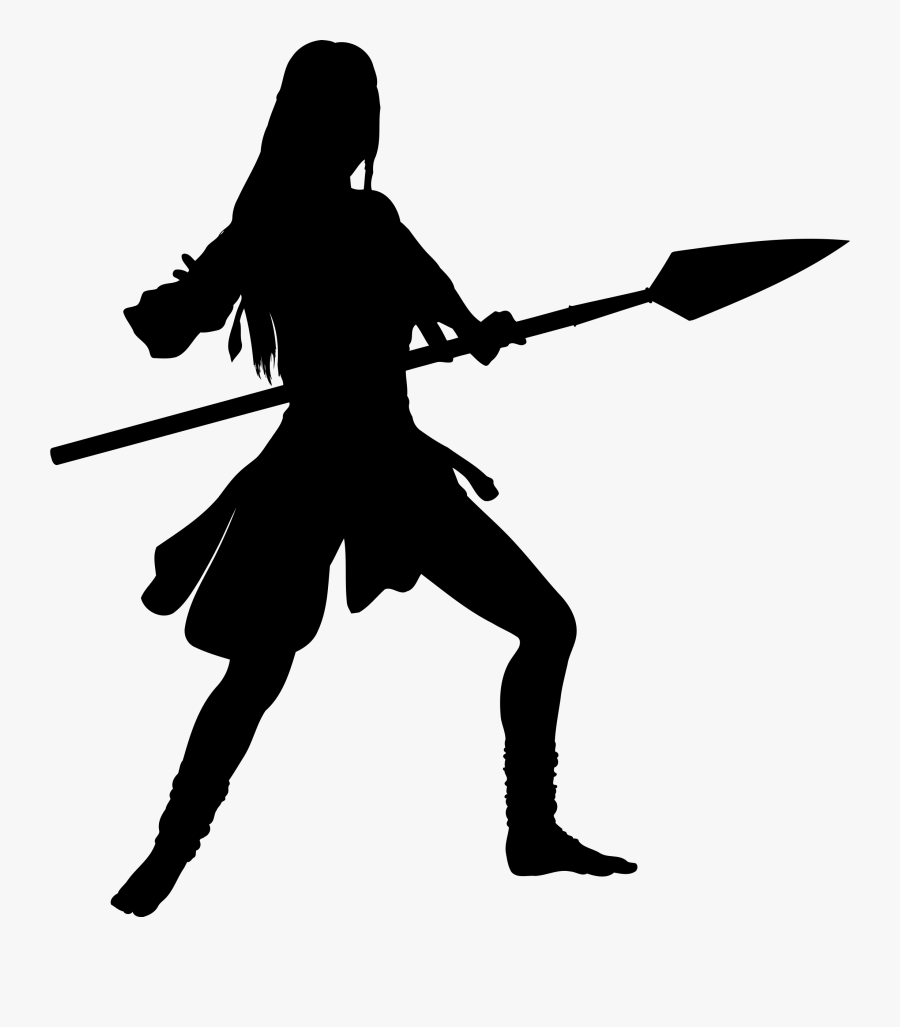 Woman Female Clip Art - Warrior Girl Silhouette Png, Transparent Clipart