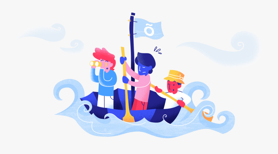 3 People Looking Forward On A Boat In High Seas, Transparent Clipart