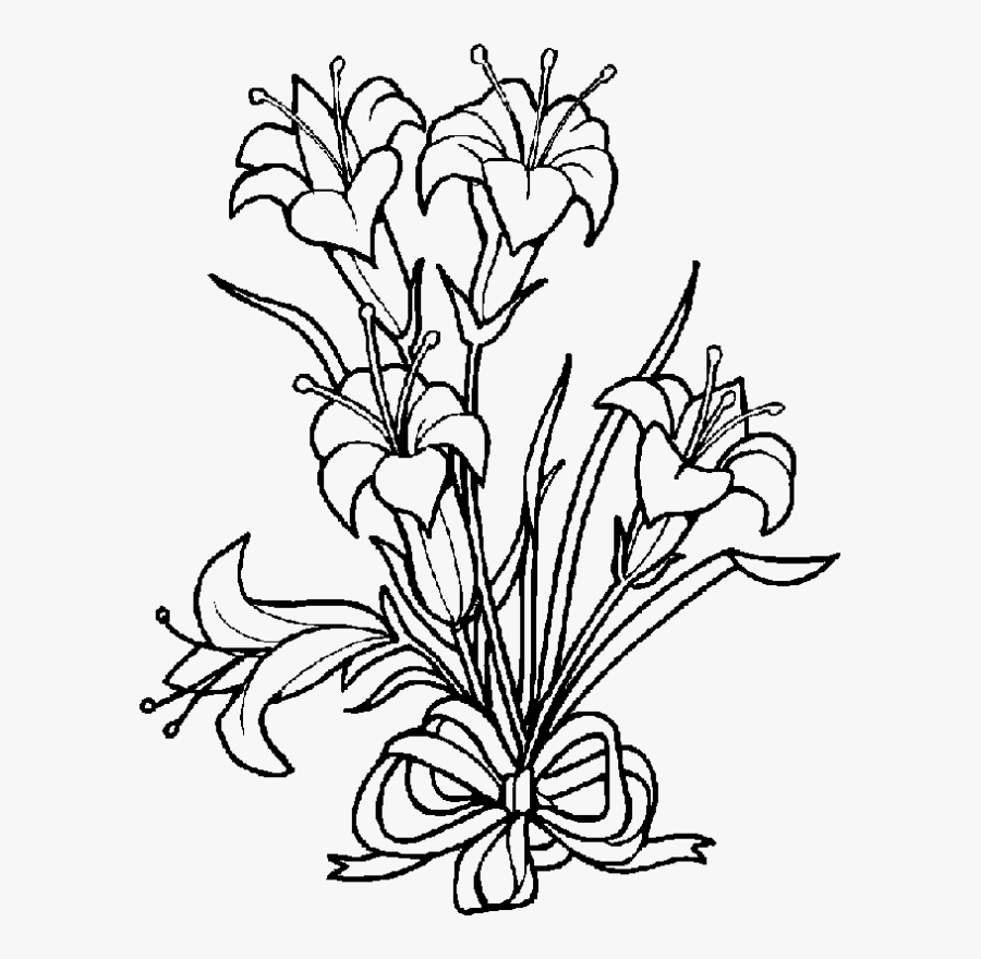 Lily Pad Clip Art Black And White - Easter Lily Black And White, Transparent Clipart