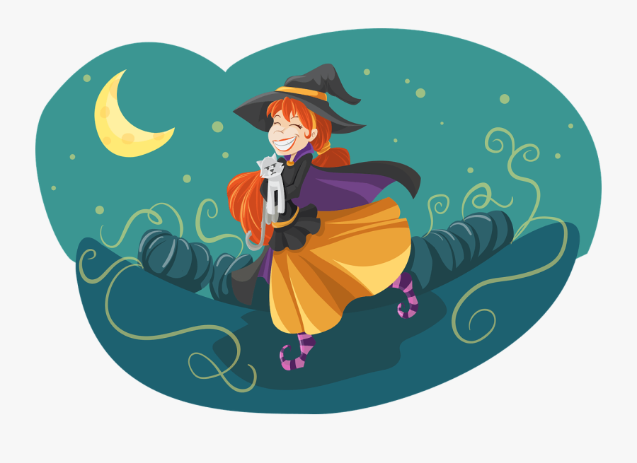 Witch For Halloween - Black And The Witch, Transparent Clipart