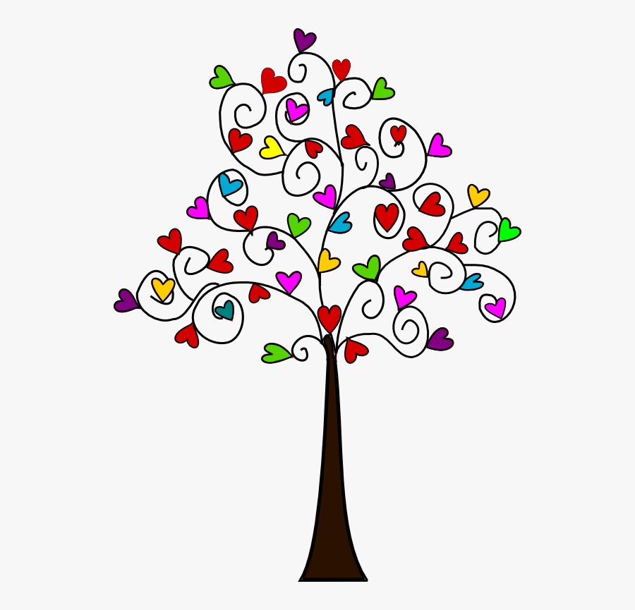 Tree Of Multicoloured Heartshaped Leaves Heart Tree Drawing Easy