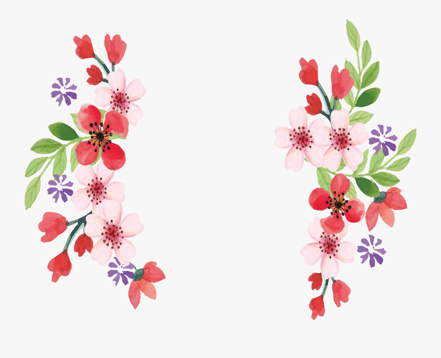 Clip Art Floral Boarder - Pink Floral Border Watercolor Png, Transparent Clipart