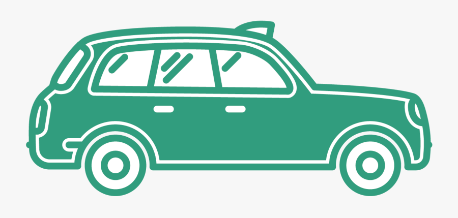 Green Outline Of Taxi With Entire Inside Filled In - Taxi Front Clipart Png, Transparent Clipart