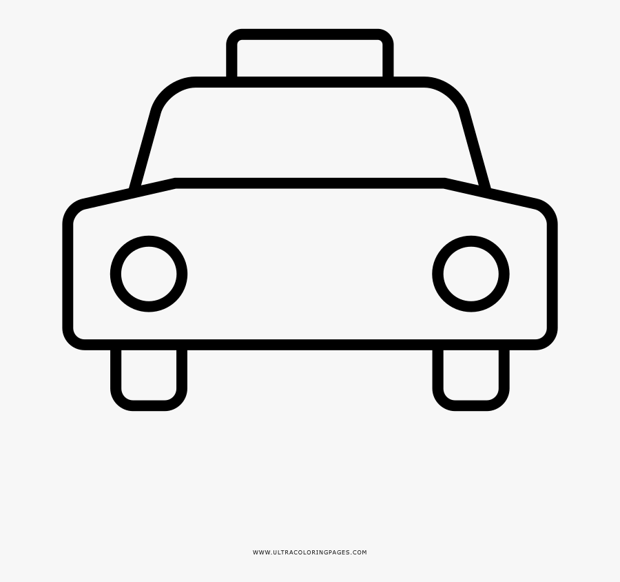 Taxi Coloring Page - Line Art, Transparent Clipart