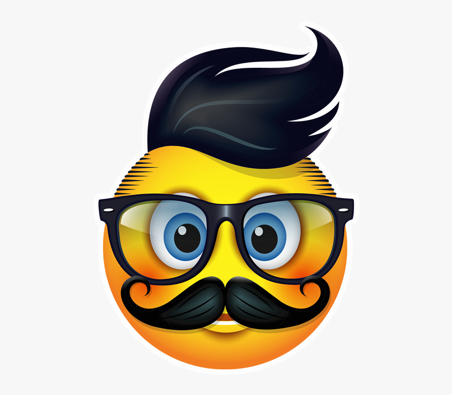 Hair & Glasses Emoji - Emoji Mustache, Transparent Clipart