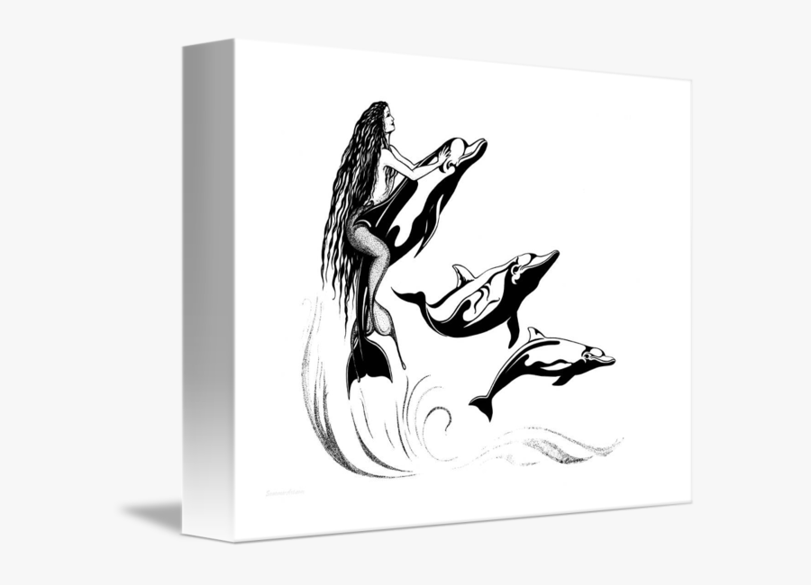 Clip Art Royalty Free Library Mermaid Dolphins By Savanna - Illustration, Transparent Clipart