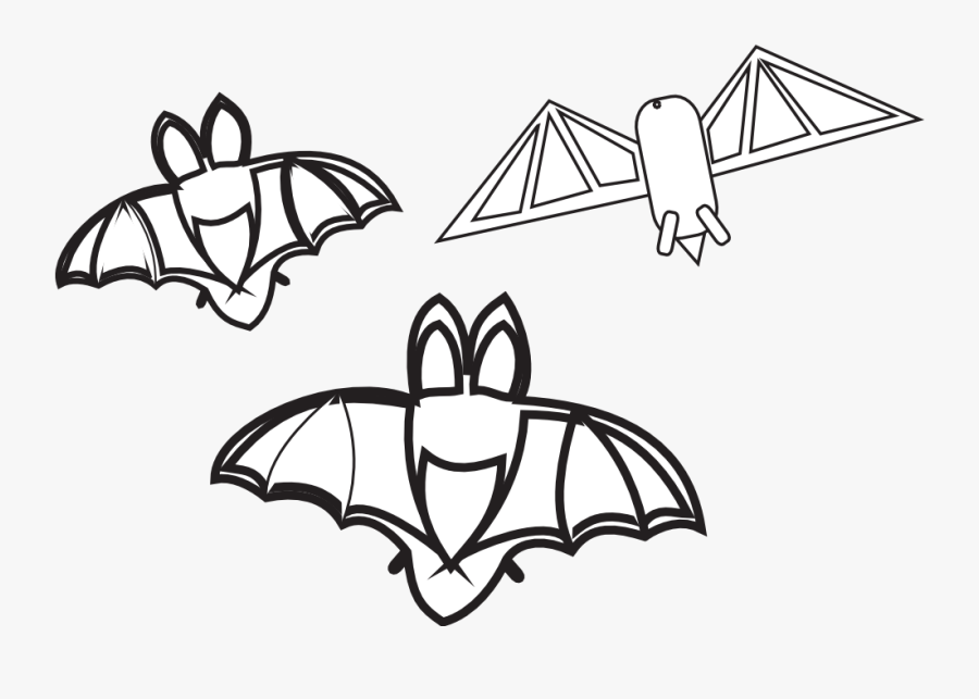Bat Black White Line Art Hunky Dory Svg Colouringbook - Drawing, Transparent Clipart