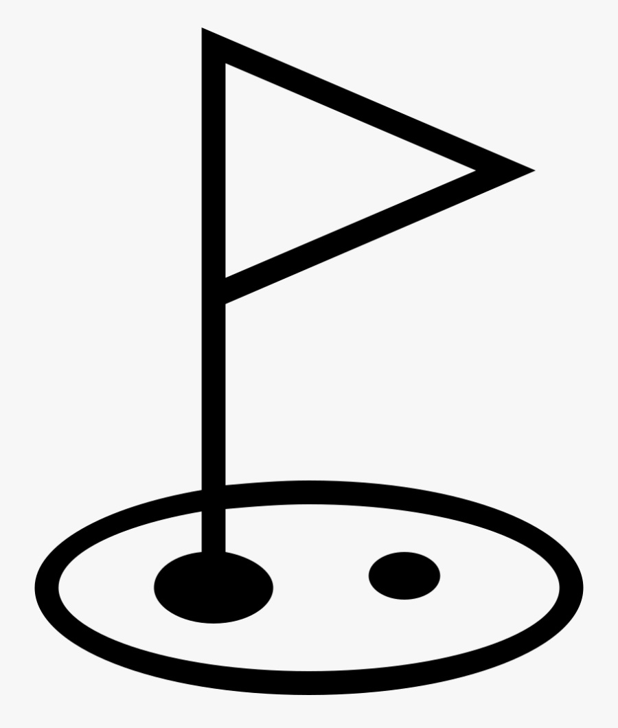 Golf Hole And Flag Outlined Sportive Symbol - Golf Hole Symbol, Transparent Clipart