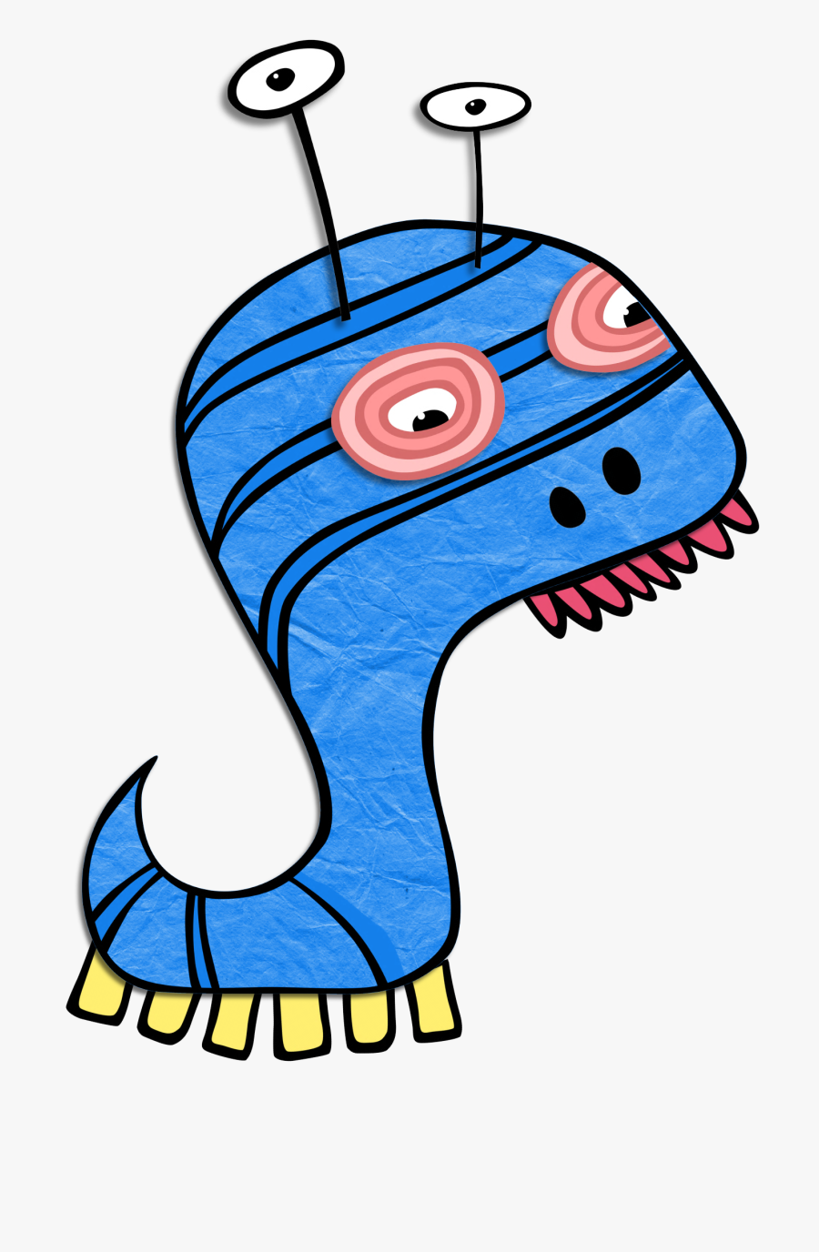 Monster, Clip, Art, Kids, Blue, Antennae, Cartoon - Kids Space Monster Cartoon, Transparent Clipart