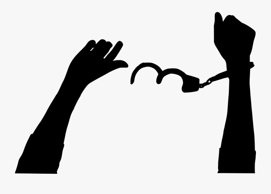 Handcuffs Silhouette - Hands In Handcuffs Transparent Background, Transparent Clipart