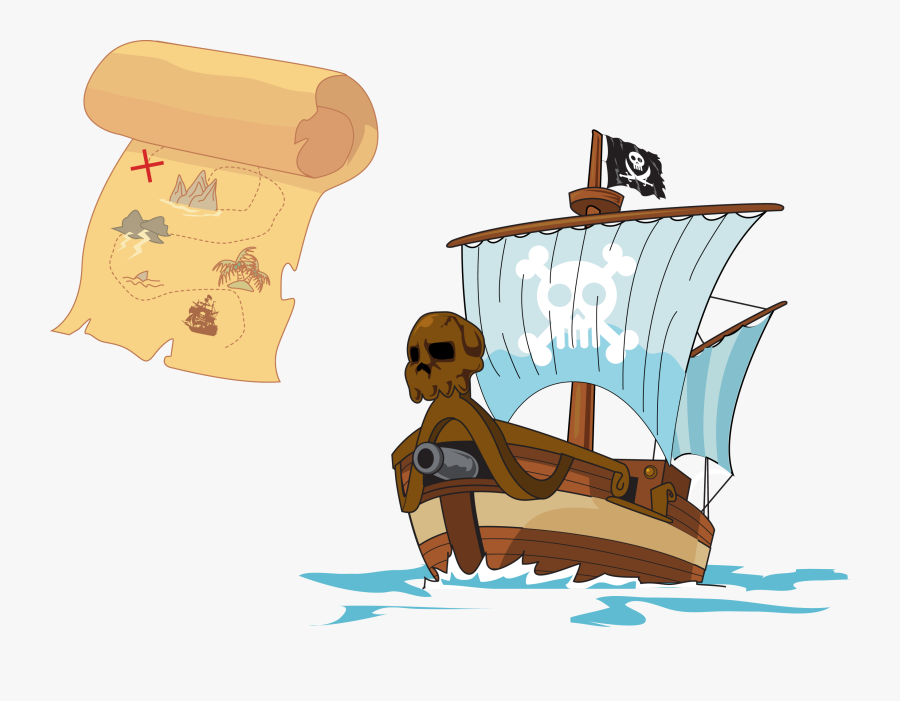 Treasure Island Piracy Treasure Map - Pirate Treasure Vector Png, Transparent Clipart