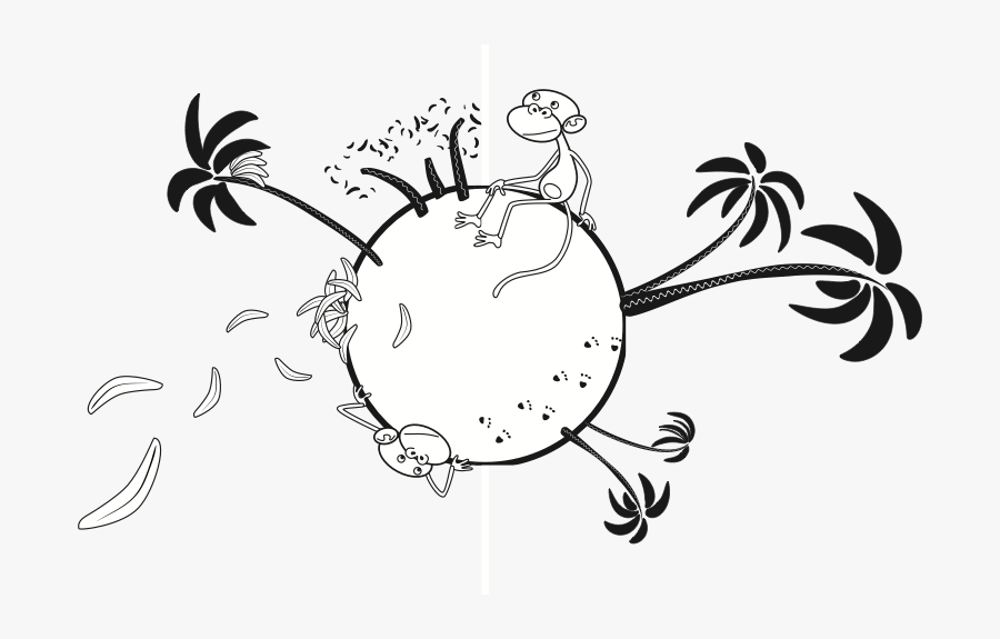 Monkey Black And White Clipart Easy - Line Art, Transparent Clipart