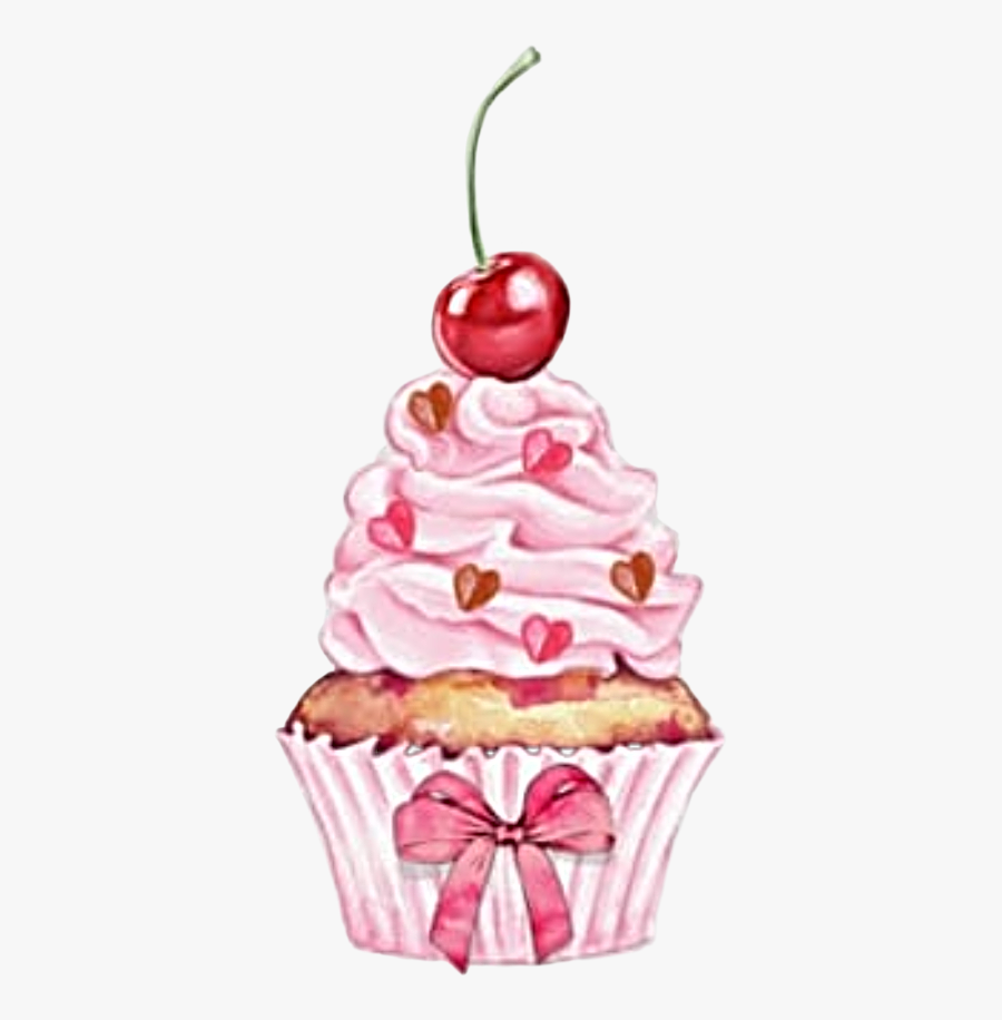 #watercolor #cupcake #cherry #cherrypie #sprinkles, Transparent Clipart