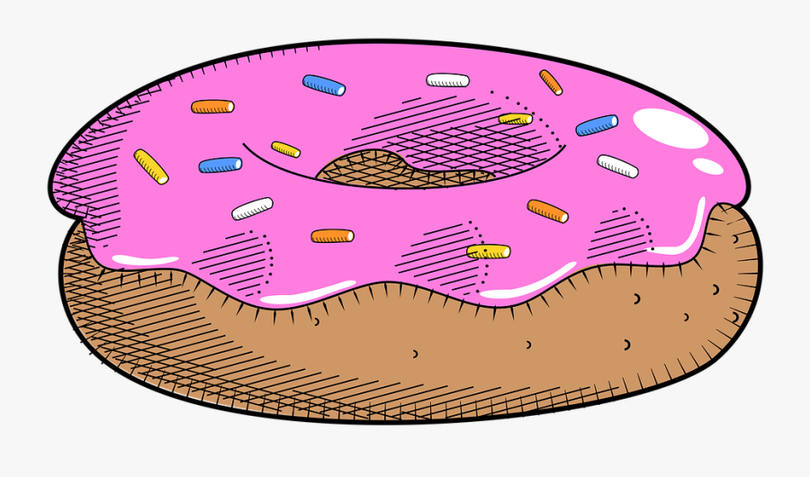 Donut, Doughnut, Strawberry, Sprinkles, Pink, Blue, Transparent Clipart